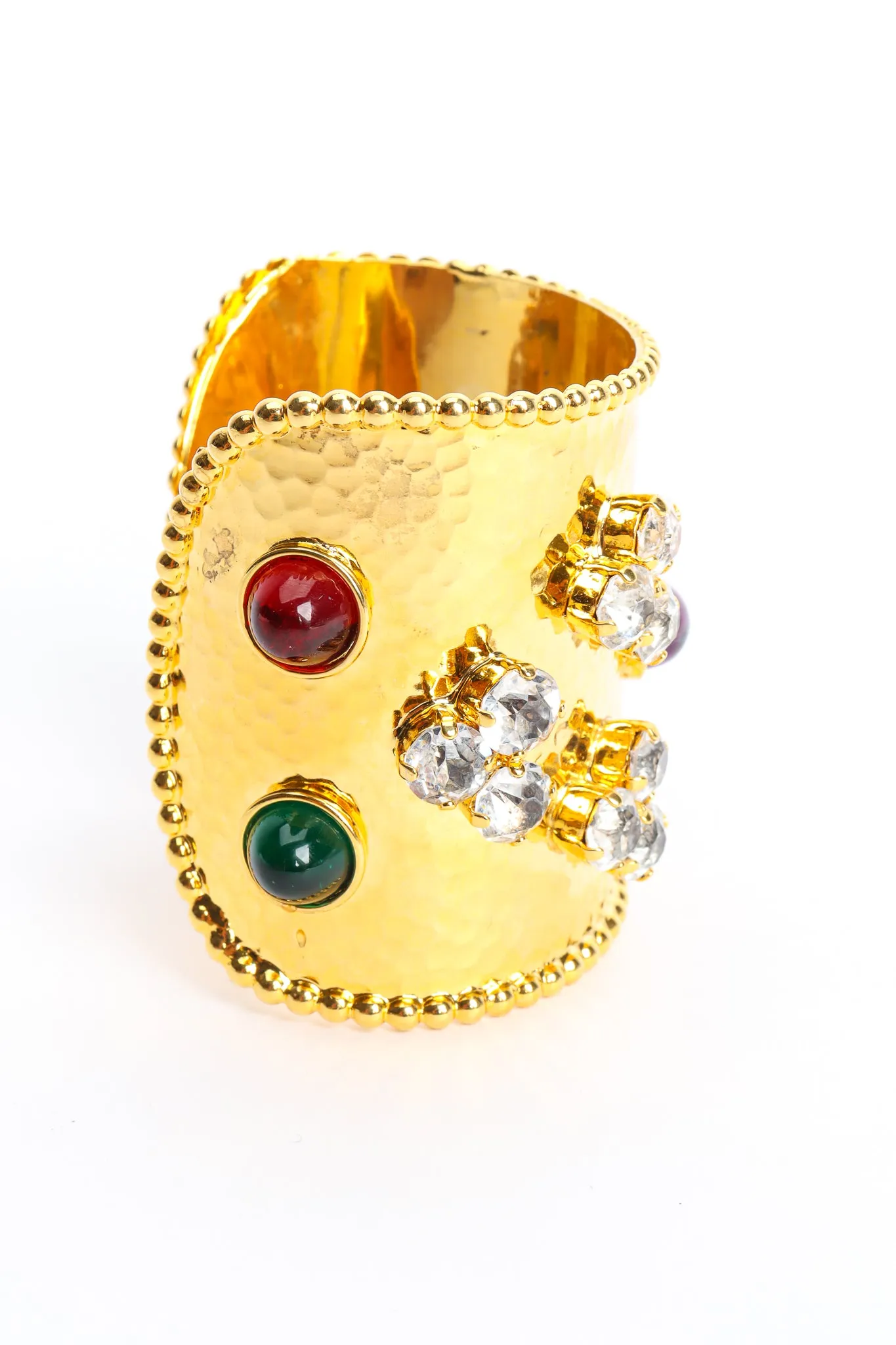 Hammered Cabochon Crystal Cuff I