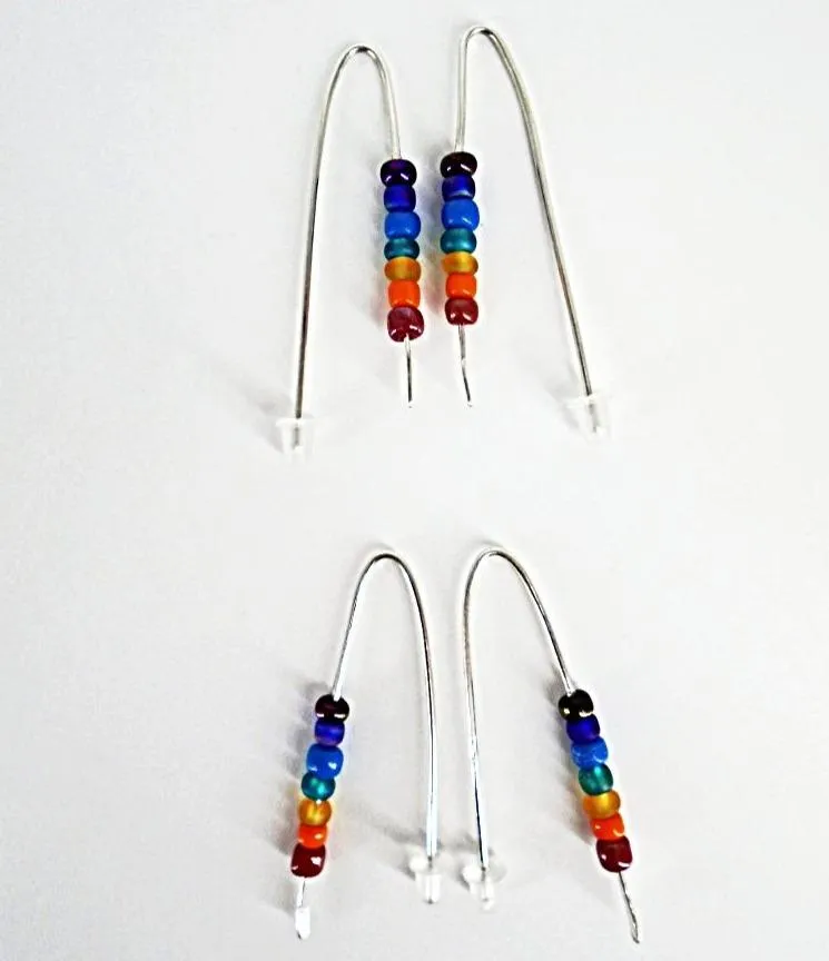 Handmade Handmade Sterling Silver 925 Chakra Earrings – Vibrant Color Glass Beads in Frenchmen’s Style✨