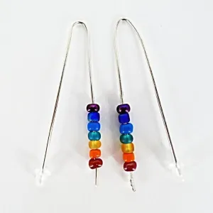 Handmade Handmade Sterling Silver 925 Chakra Earrings – Vibrant Color Glass Beads in Frenchmen’s Style✨