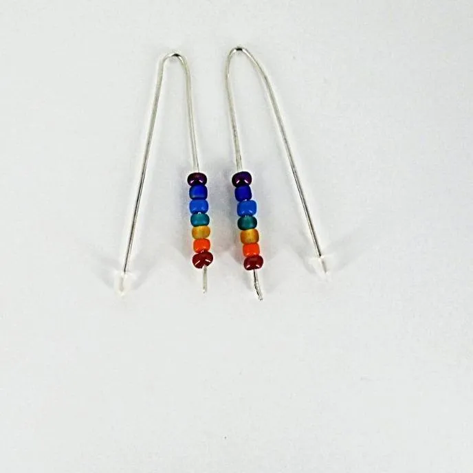 Handmade Handmade Sterling Silver 925 Chakra Earrings – Vibrant Color Glass Beads in Frenchmen’s Style✨