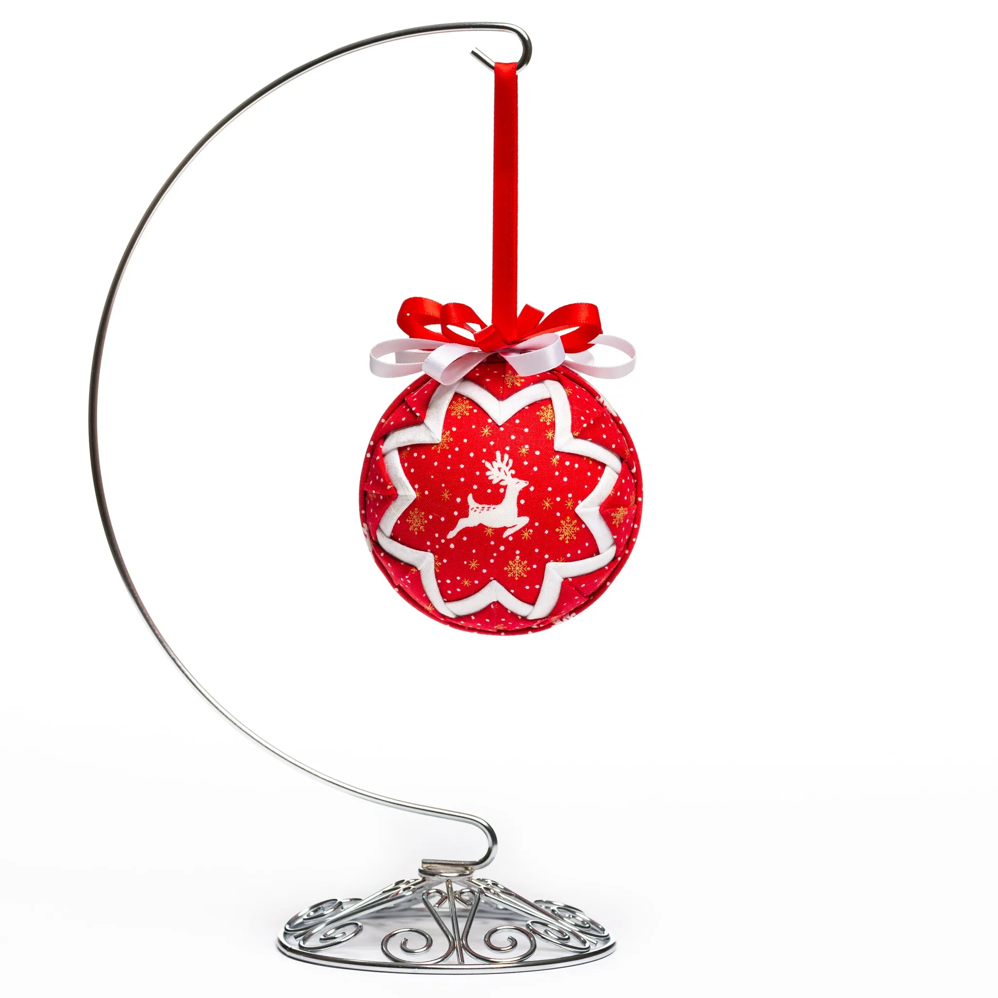 Handmade Heirloom Quilted Reindeer Christmas Ornament #12
