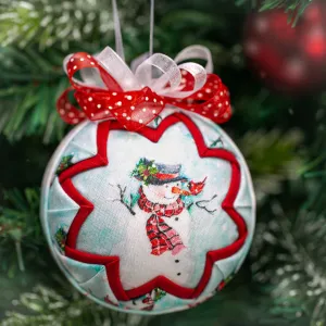 Handmade Heirloom Quilted Snowman Ornament #4