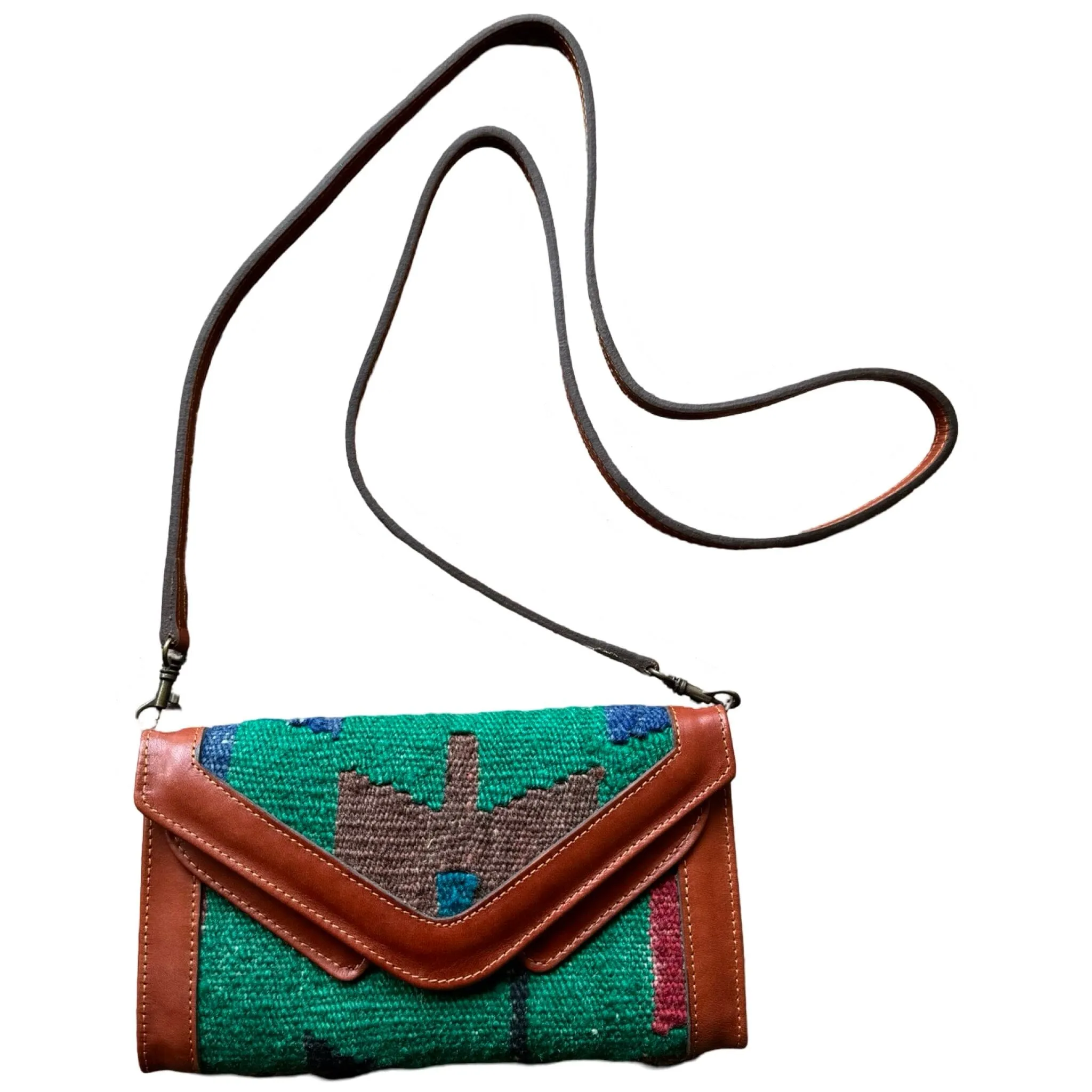 Handmade Kilim Wallet with Removable Strap | 8 x 5"
