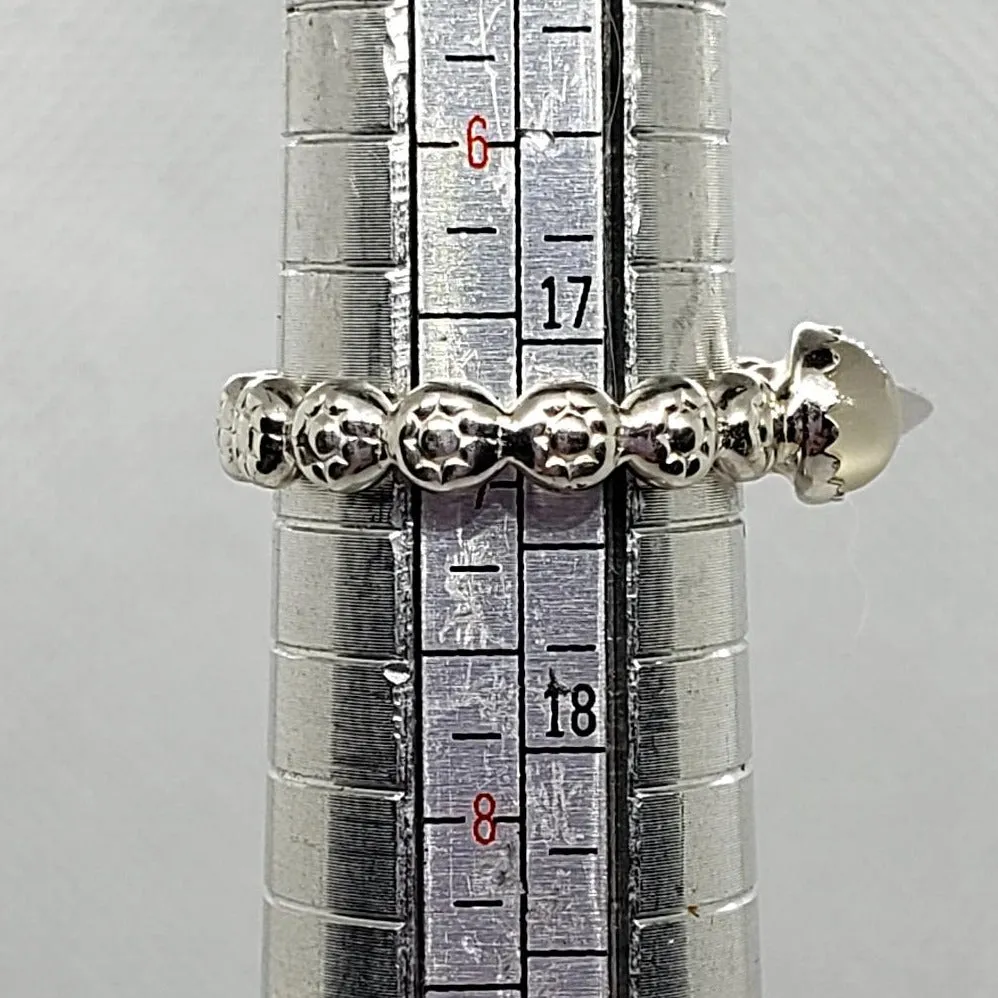 Handmade Sterling Silver .925 Daisy Flower Ring with Moonstone Cabochon | June Birthstone & Healing Gem