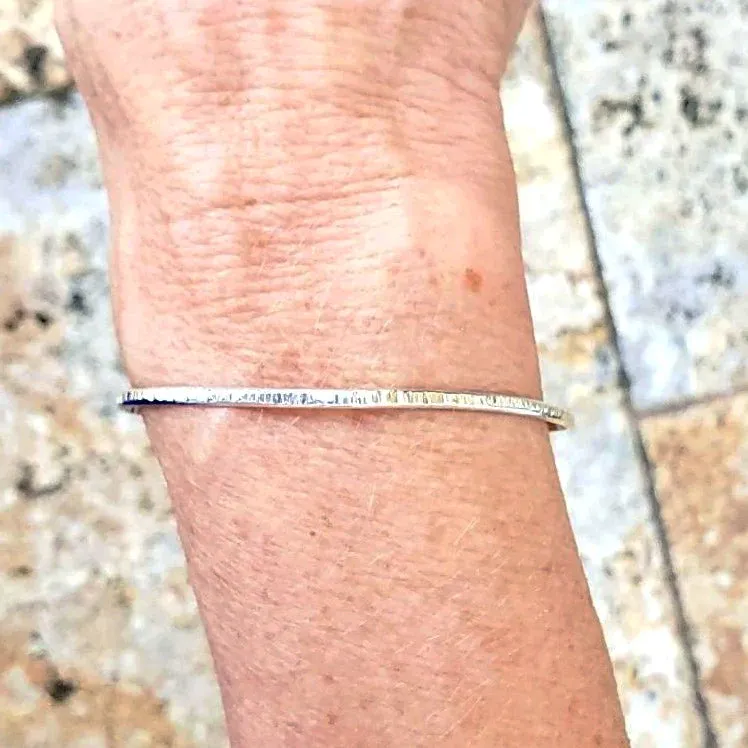 Handmade Sterling Silver Cuff Bracelet Hammered - Simple Style