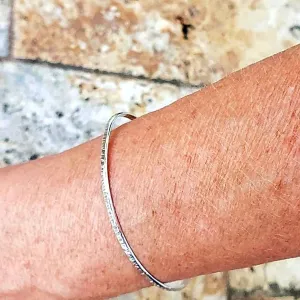 Handmade Sterling Silver Cuff Bracelet Hammered - Simple Style