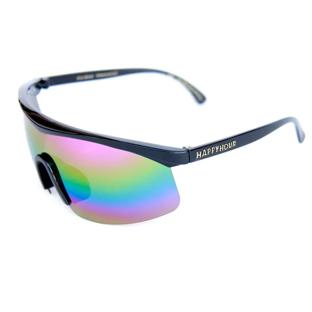 Happy Hour - Fire Birds Sunglasses Gloss Black/Polarized Rainbow Mirror Lens