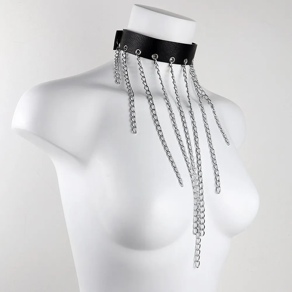 Harajuku Punk Leather Collars - Studded & Chained