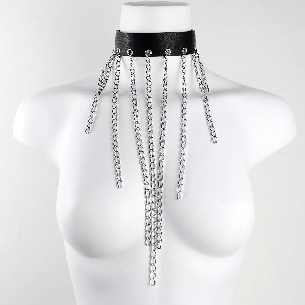 Harajuku Punk Leather Collars - Studded & Chained