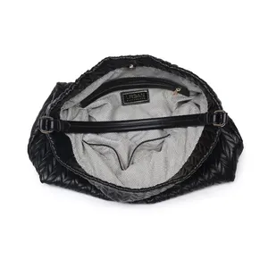 Harley Chevron Quilted Hobo Bag- Black
