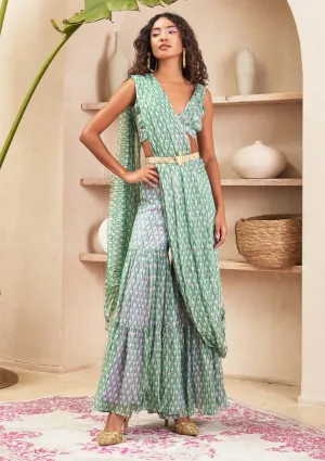 Hayley lilac sharara sari set