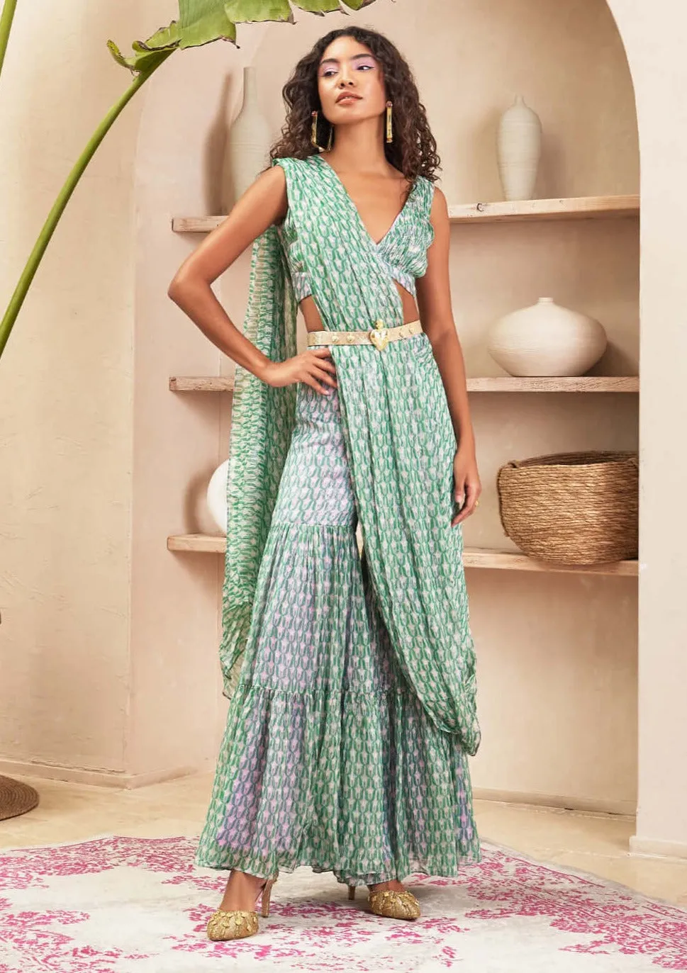Hayley lilac sharara sari set