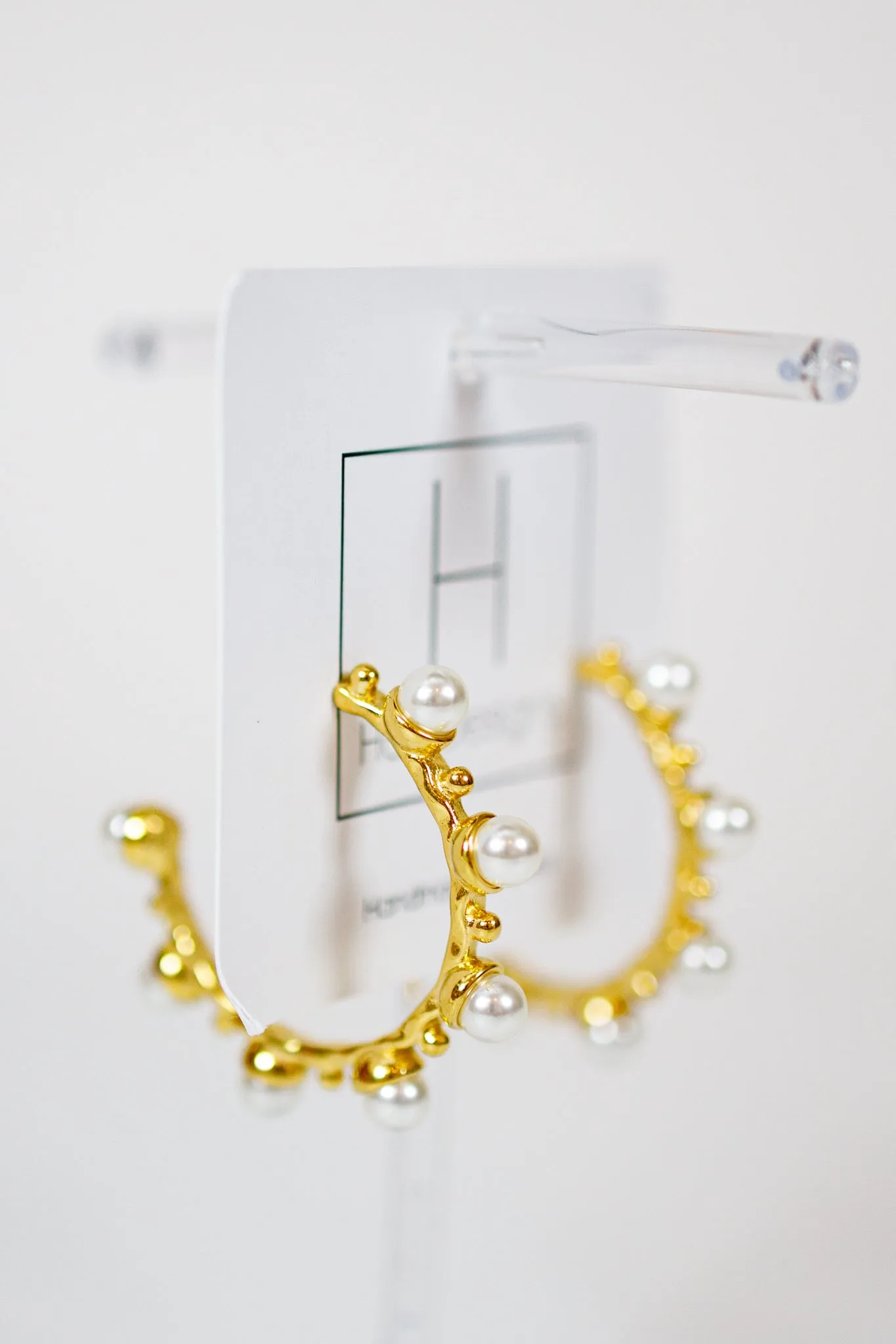 HD Pearl Studded Gold Hoops