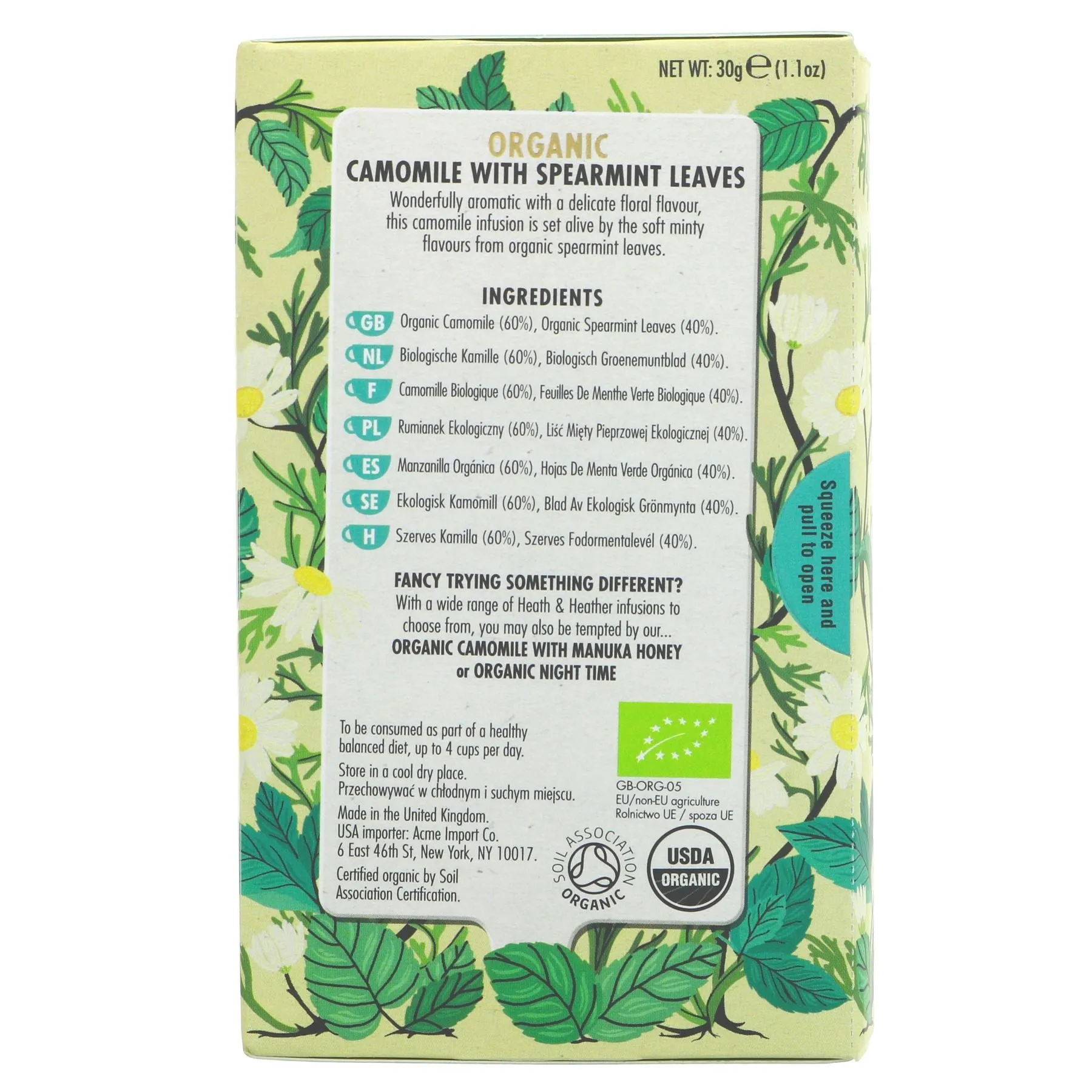 Heath And Heather | Camomile & Spearmint - string, tag and envelope | 20 bags