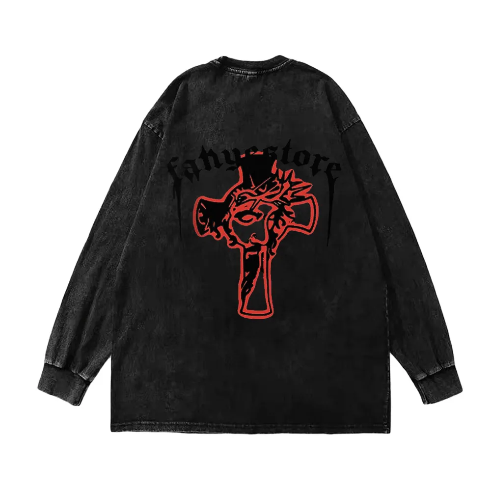 High Street Cross Letters Washed Sweatshirt