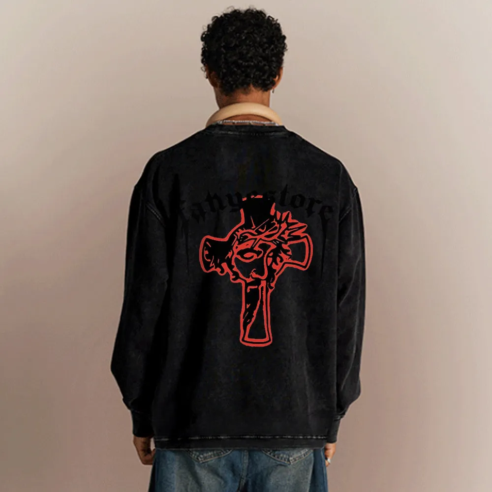 High Street Cross Letters Washed Sweatshirt