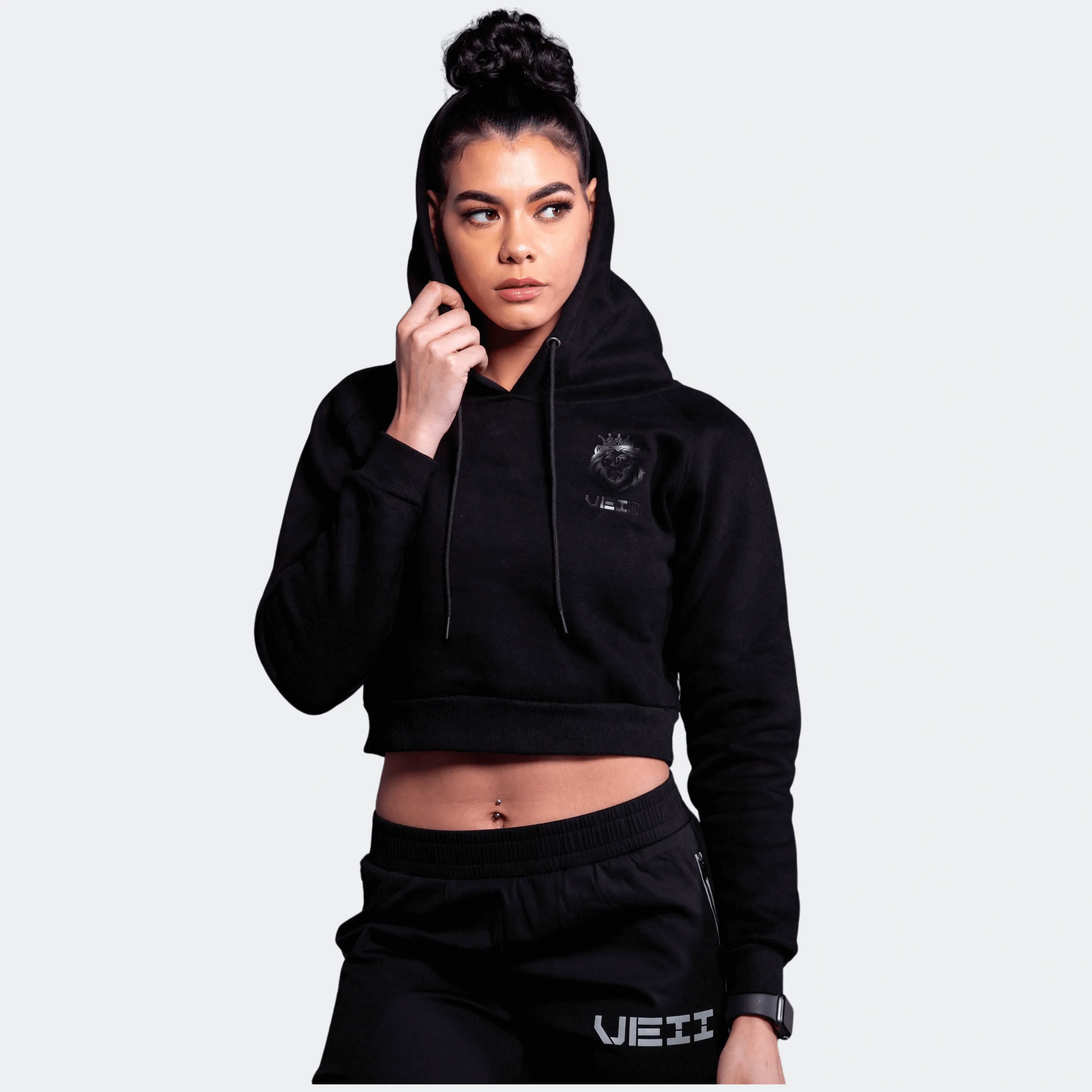 Identity Crop Hoodie - Black