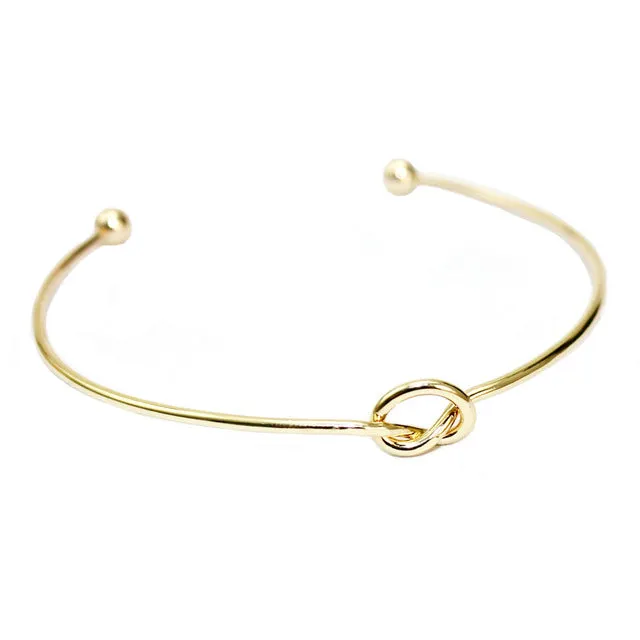 Infinity Love Knotted Open Cuff Bangle Simeple Modern Girls Cute Daily Wear Unique Boho Bracelet Gift