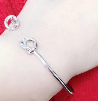 Infinity Love Knotted Open Cuff Bangle Simeple Modern Girls Cute Daily Wear Unique Boho Bracelet Gift