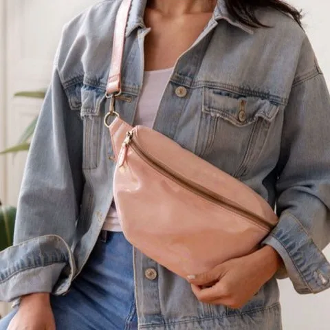 Iridescent Pink Sling Belt Bag by Joy Susan