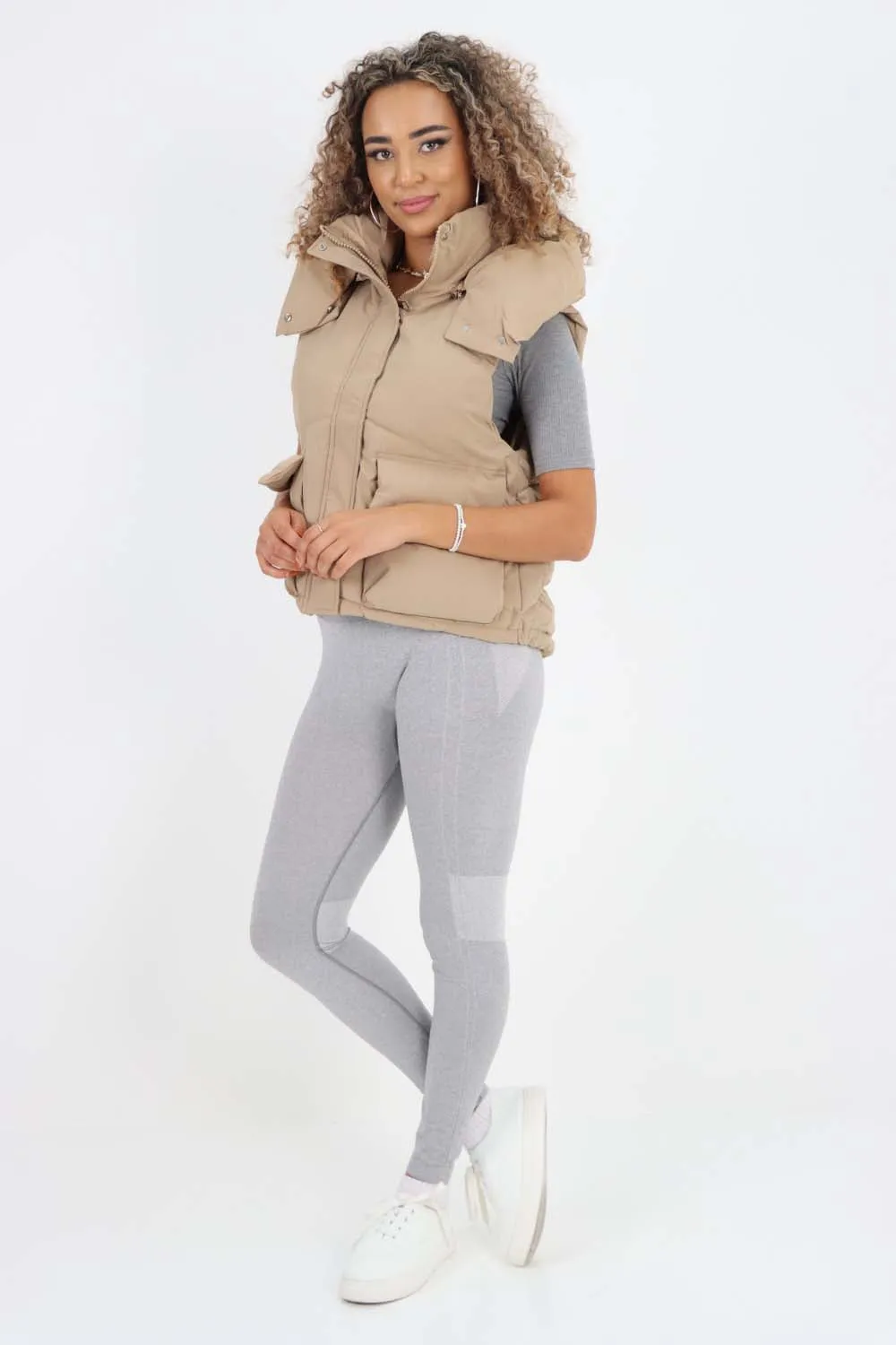 Italian Padded Pockets Hooded Gilet