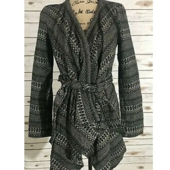 Jack by BB Dakota Black and Grey Open Front Cardigan