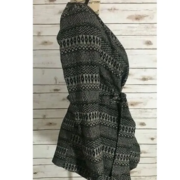 Jack by BB Dakota Black and Grey Open Front Cardigan