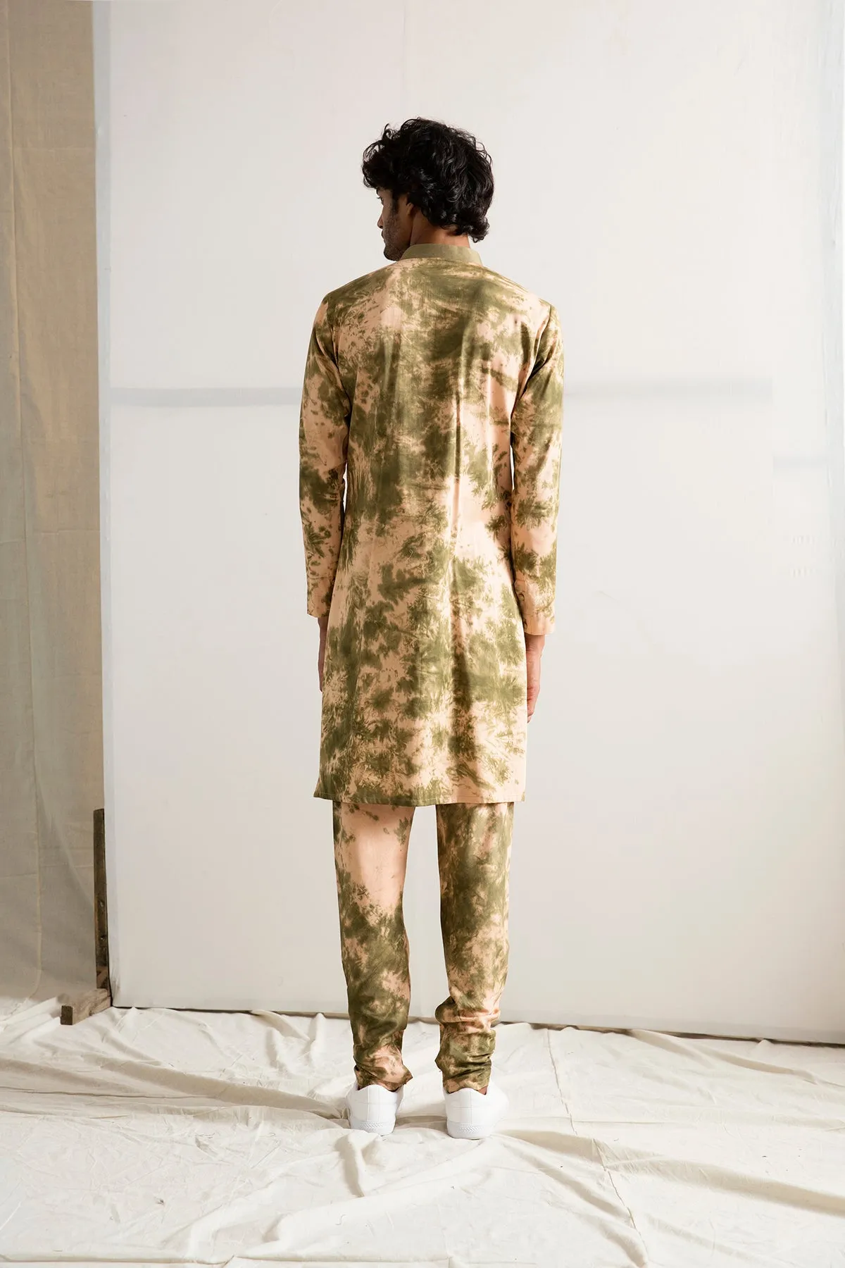 Jalen - Green Quilted Jacket with Tie & Dye Kurta Set
