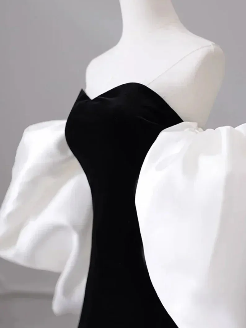 JazzHer Black Velvet Tube Mermaid Dress