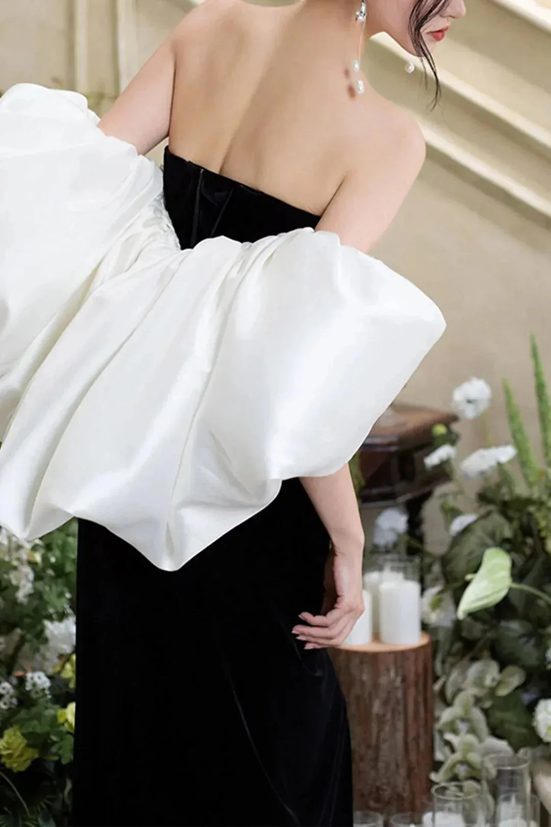 JazzHer Black Velvet Tube Mermaid Dress