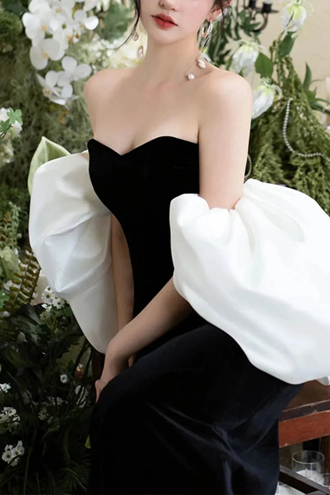JazzHer Black Velvet Tube Mermaid Dress
