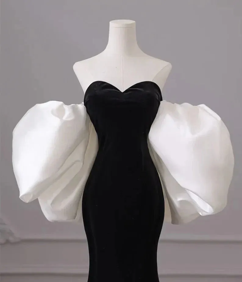 JazzHer Black Velvet Tube Mermaid Dress