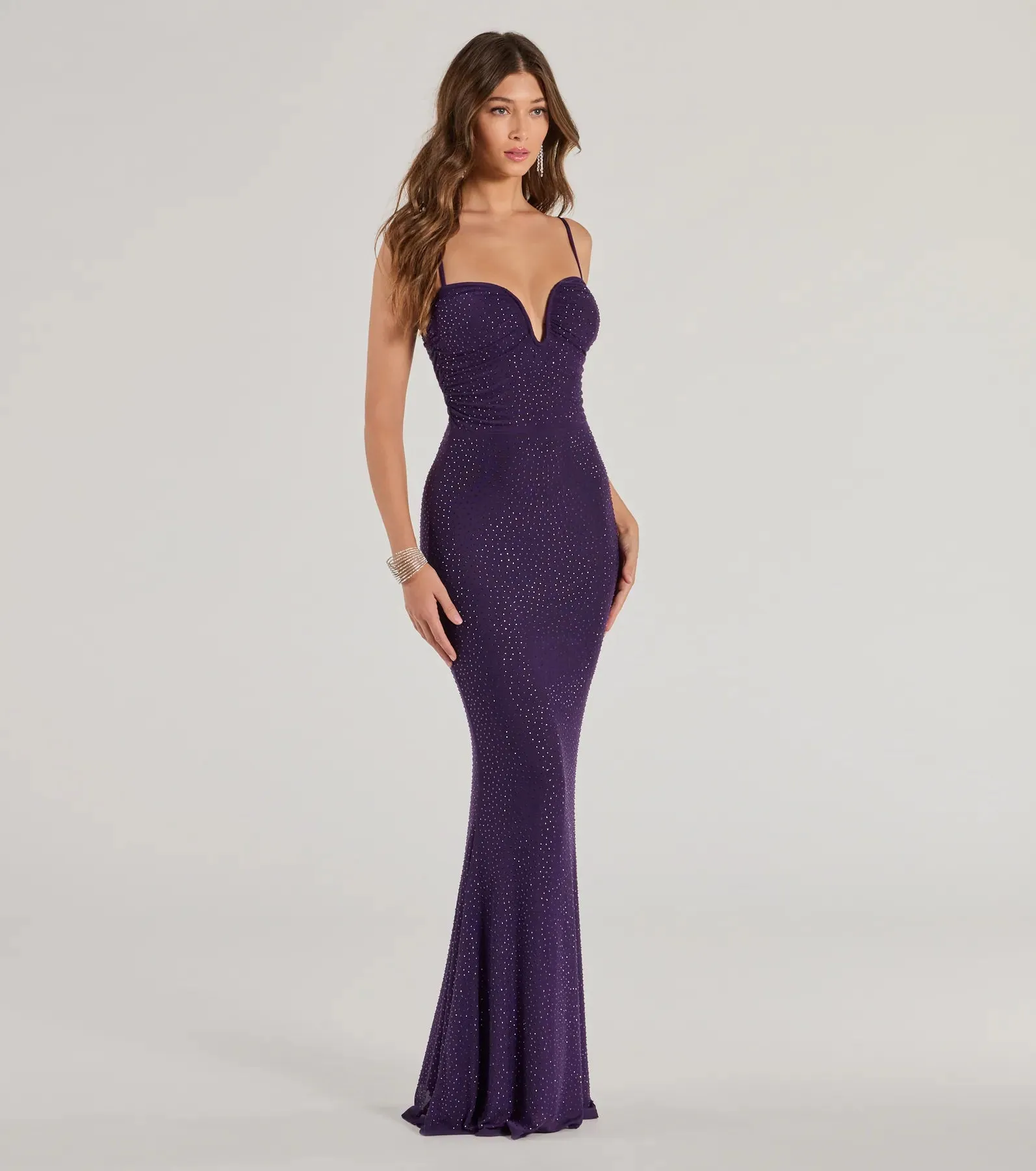 Jemma Embellished Studded Sleeveless Mermaid Dress
