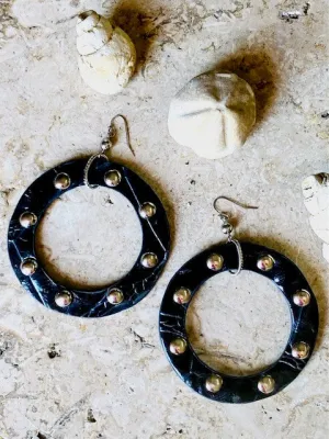 Jett Black Large Studded Hoops