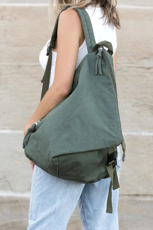 Kai Asymmetric Canvas Hobo Bohemian Backpack