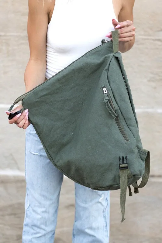Kai Asymmetric Canvas Hobo Bohemian Backpack