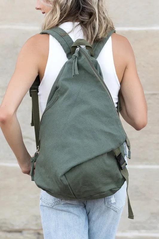 Kai Asymmetric Canvas Hobo Bohemian Backpack