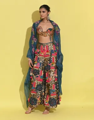 Kaleidoscope blue cape and pant set