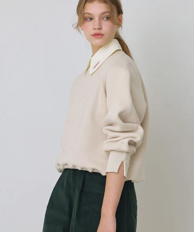 KANDINI Embossed-Logo SweatShirt - Beige