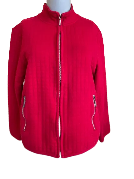 Karen Scott Sport Petites Red Quilted Jacket