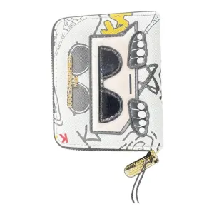 Karl Lagerfeld Graffiti Icon Wallet – White Zip Pop Edition 🎨🕶️