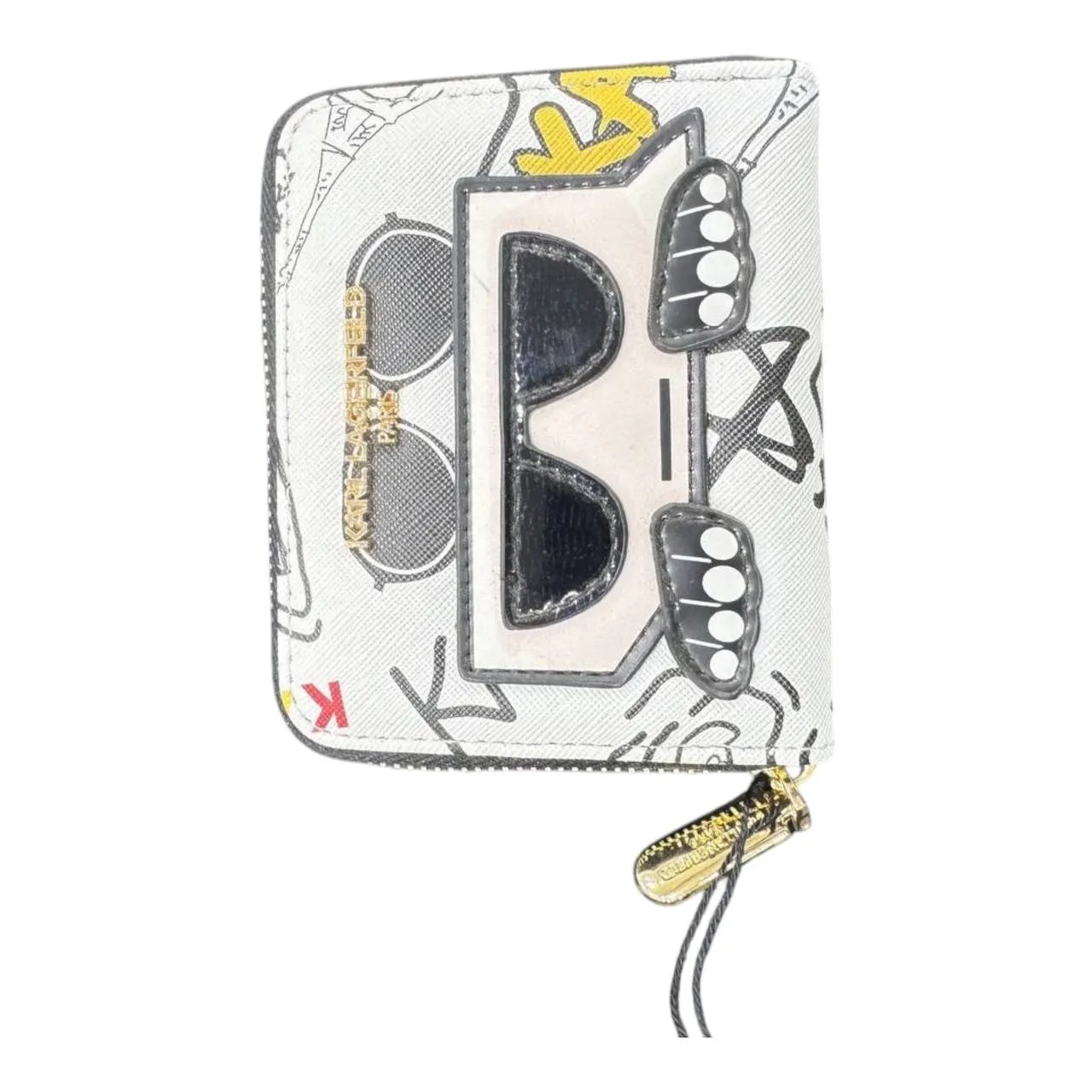 Karl Lagerfeld Graffiti Icon Wallet – White Zip Pop Edition 🎨🕶️