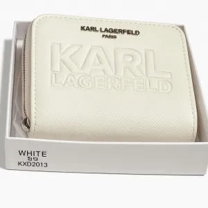 Karl Lagerfeld Paris Tonal Embossed Logo Wallet – White Faux Leather