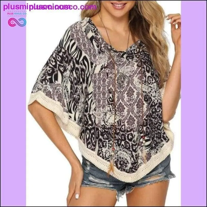 Kenancy Crochet Batwing Sleeve Women Blouse Summer Beach