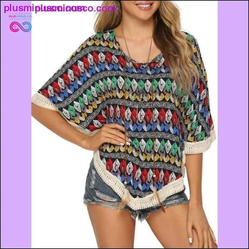 Kenancy Crochet Batwing Sleeve Women Blouse Summer Beach