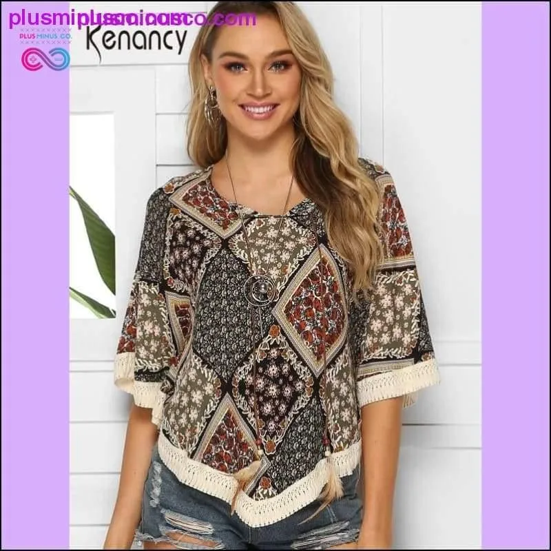 Kenancy Crochet Batwing Sleeve Women Blouse Summer Beach