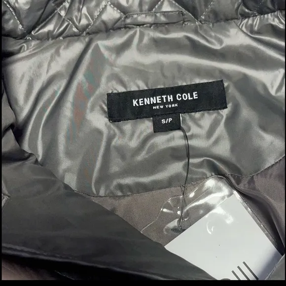 KENNETH COLE QUILTED JACKET MIX STITCH WOMEN GRAY COLOR BUTTON FRONT SIZE SMALL