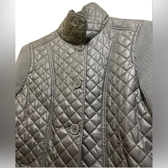 KENNETH COLE QUILTED JACKET MIX STITCH WOMEN GRAY COLOR BUTTON FRONT SIZE SMALL