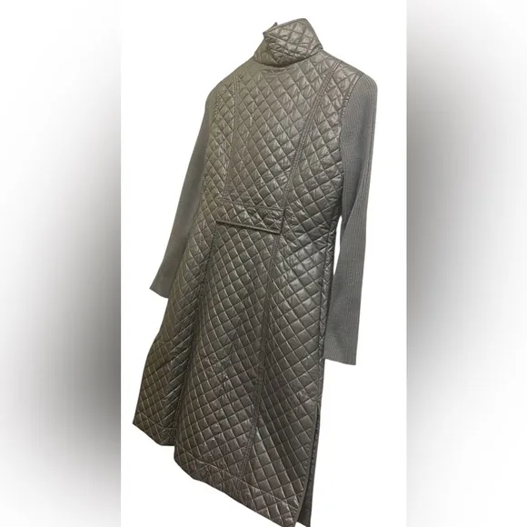 KENNETH COLE QUILTED JACKET MIX STITCH WOMEN GRAY COLOR BUTTON FRONT SIZE SMALL