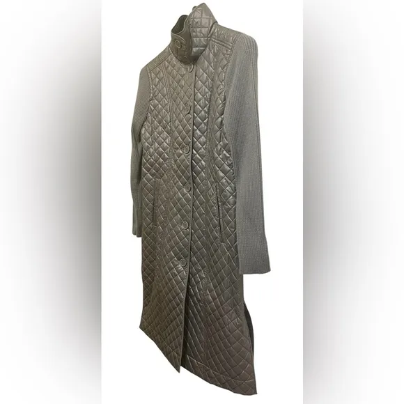 KENNETH COLE QUILTED JACKET MIX STITCH WOMEN GRAY COLOR BUTTON FRONT SIZE SMALL